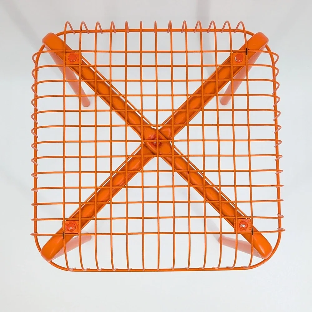 IKEA VÄSTERÖN Orange Metal Wire Stool Vintage Discontinued Modern Design